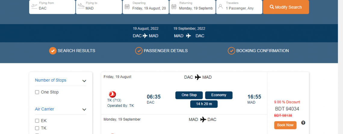 Dhaka to Madrid Cheap Air Tickets